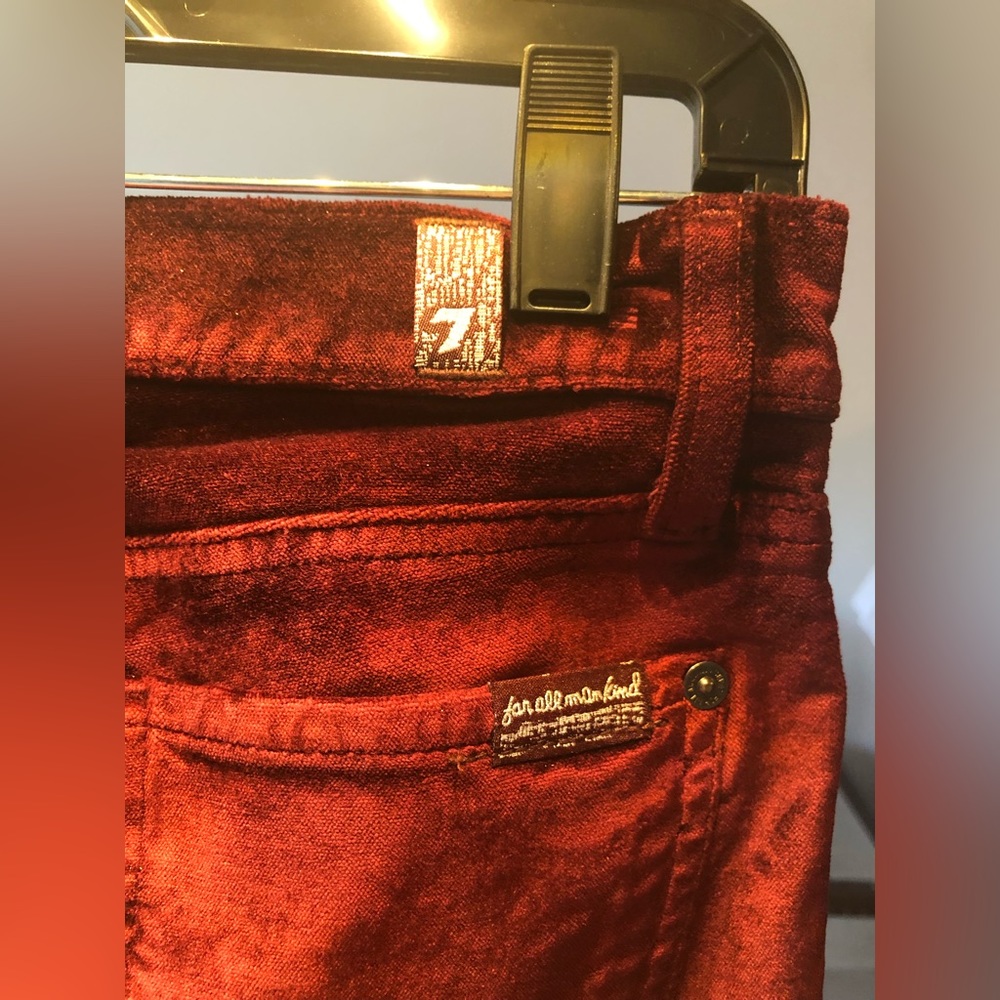 7 for all mankind Burgundy Velvet Pants 26 - Picture 8 of 12